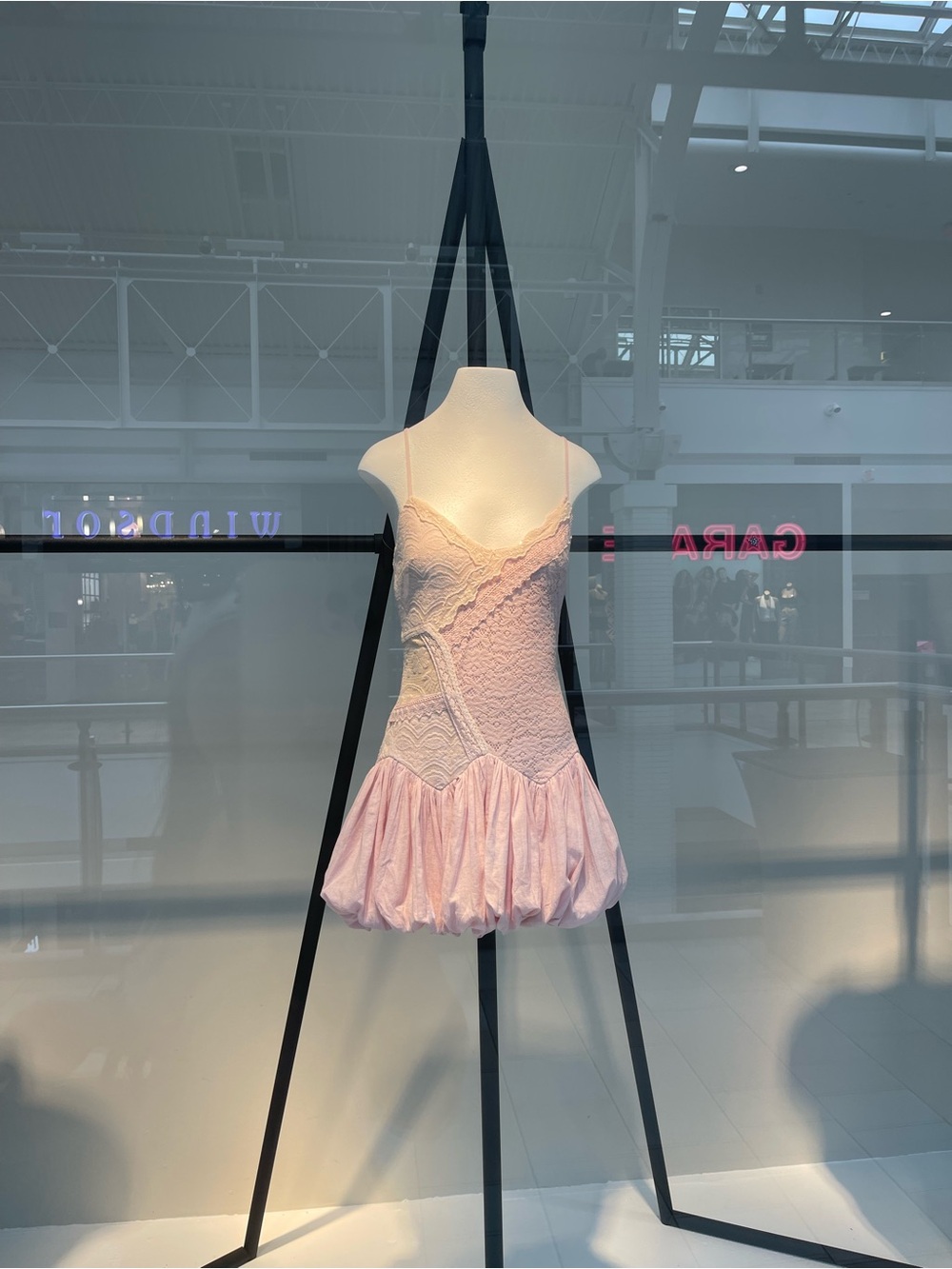 Zara Pale Pink Lace & Patchwork Mini Dress